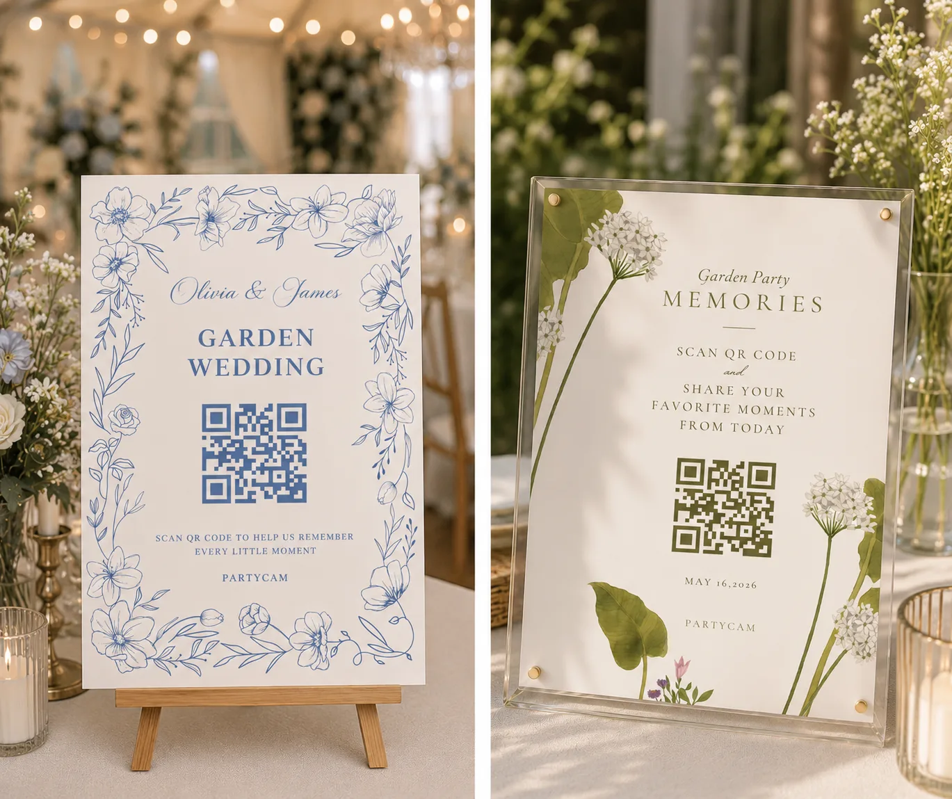 Romantic script wedding photo sign template